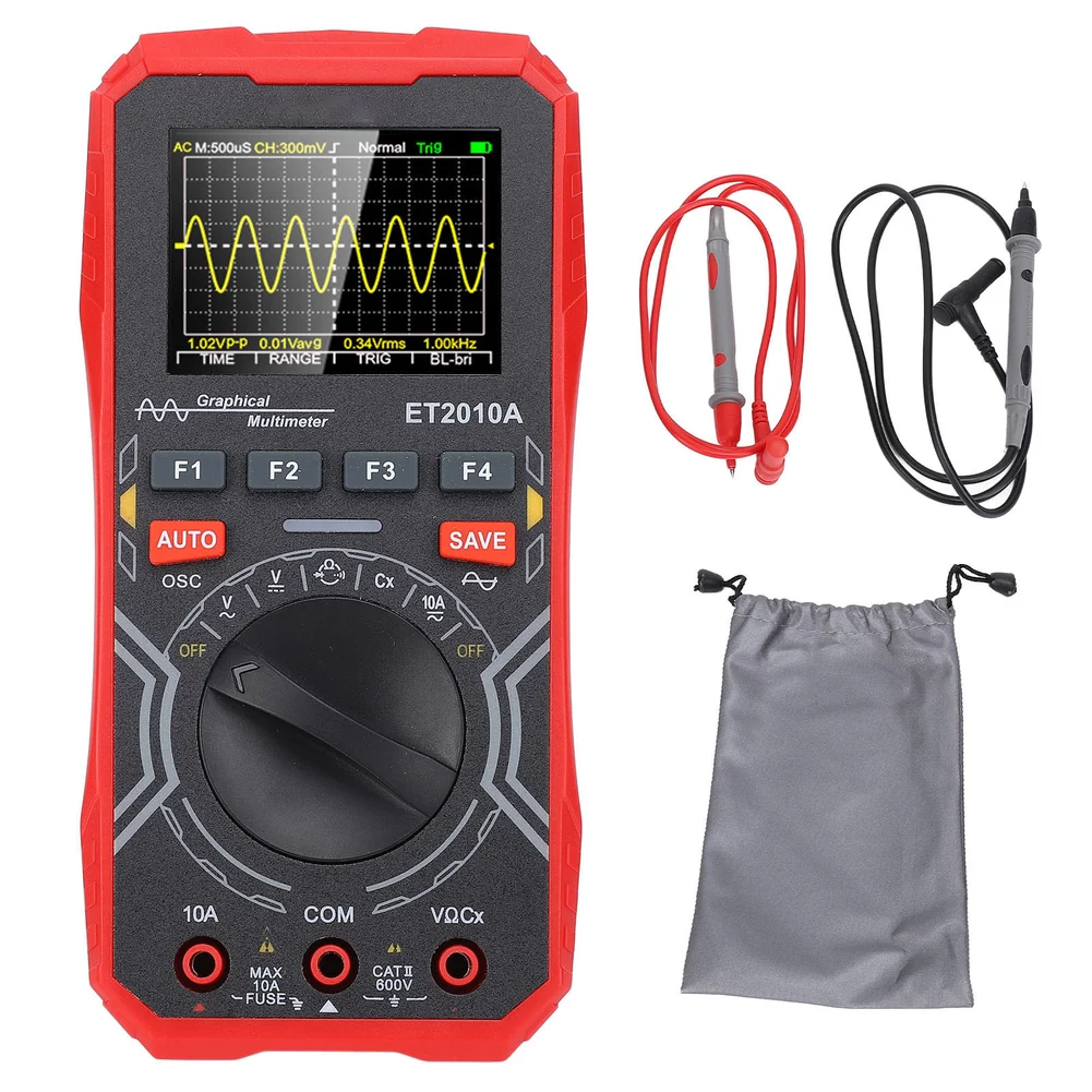 ET2010A 1MHz Oscilloscope Multimeter Dual Function Tester with 320x240 Color Screen Real Time Waveform Display