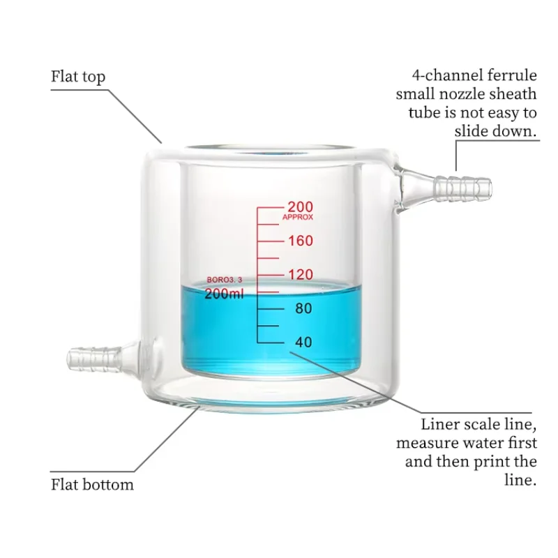 الجودة العالية 50 100 150 200 250 350 500 1000 2000 مللي مادة زجاجية سميكة من البورسليكات طبقة مزدوجة كوب مغلف