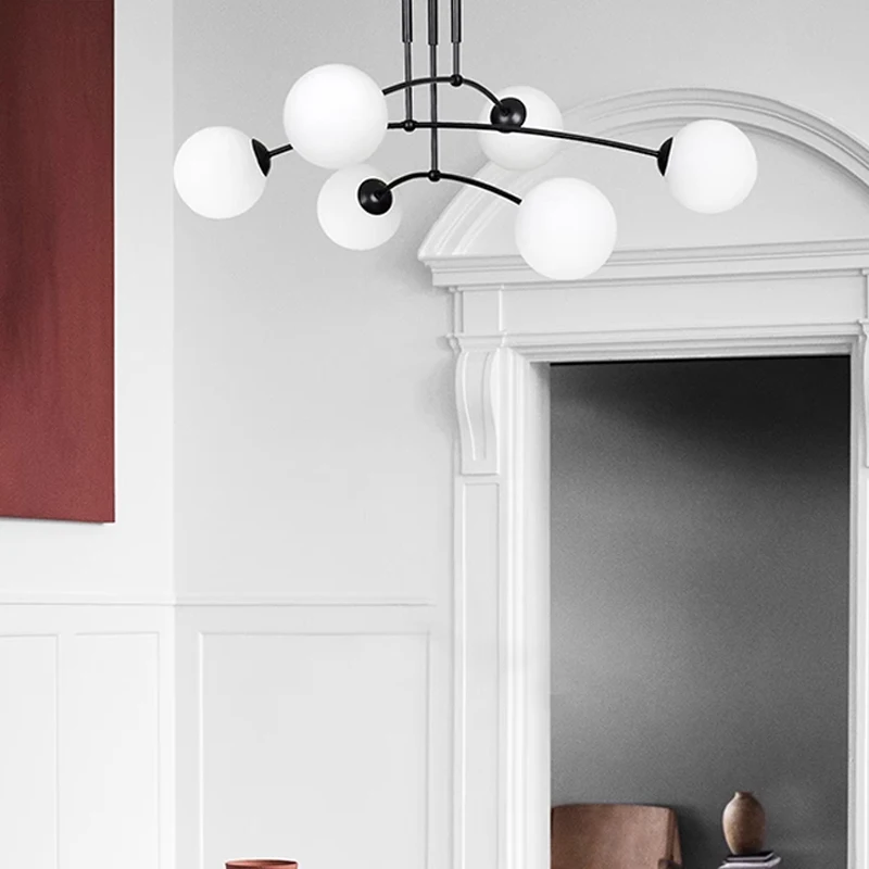 Nordic Ins Magic Bean Light Postmodern Living Room Pendant Lights Home LED Bedroom Light Luxury Glass Ball Branch Chandeliers