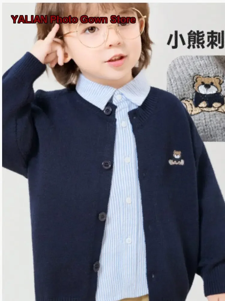 Girls Knit Top Kids Spring Boys Jacket Multi-Dopamine Colorful Open Front Top