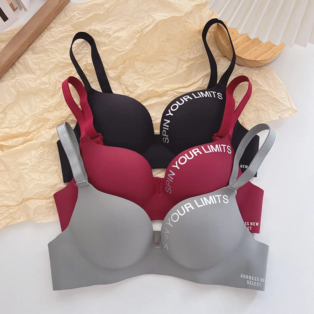 2023 New Fashion Women Seamless Bra Sexy Push Up Bralette Underwear Wireless Female Lingerie Letter Pattern Bras Three Quarters