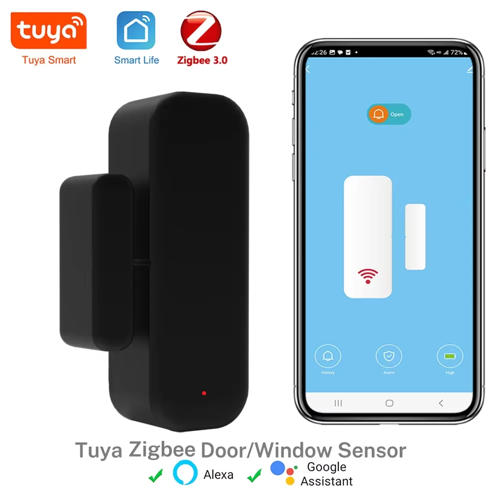 Tuya Zigbee 3.0 Door Sensor Window Sensor Contact Sensor For Smart Home Smart Life APP Remote Control Compatible with Alexa