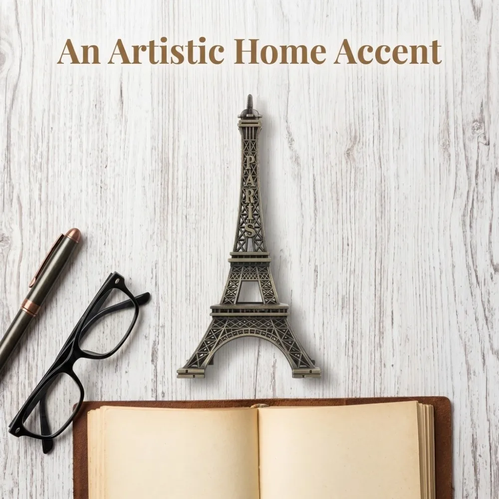 Bronze Tone Paris Eiffel Tower Figurine Statue Creative Stylish Eiffel Tower Model Exquisite Craft Miniature Replica