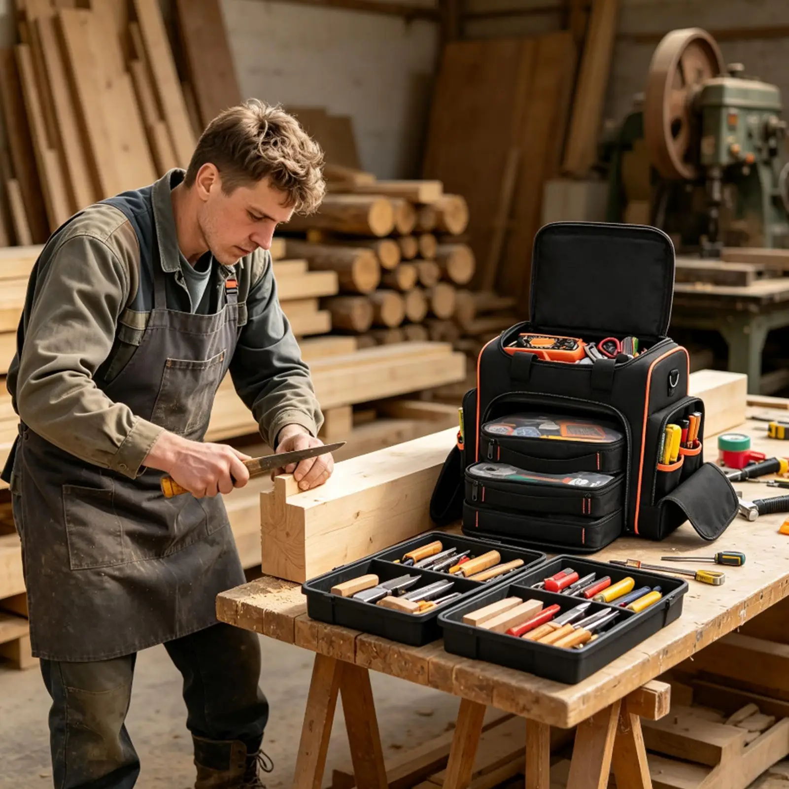 Tool Bag Organizer Storage Carrier Pouch With 3 Removable Cases Tool Storage Bag For Repair Shops Construction House Renovation