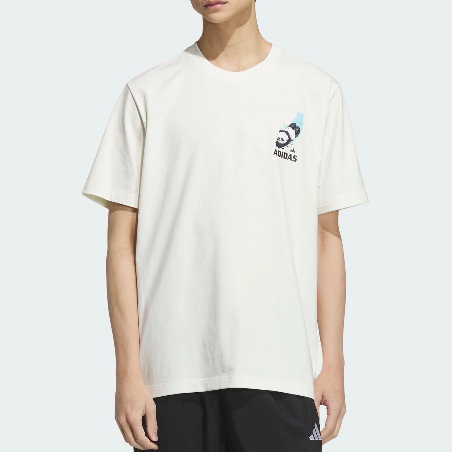 

Adidas Originals 2025 Мужская дышащая свободная трикотажная рубашка с короткими рукавами и принтом KC3368