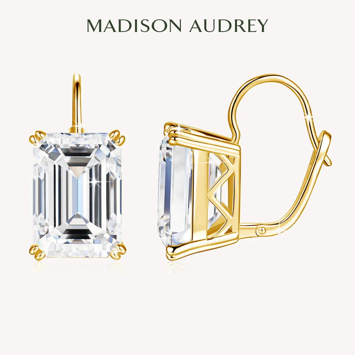 

Madison 10CT 2pcs Emerald Cut Moissanite Hoop Earrings D VVS Brilliant Cut Earring 925 Sterling Silver for Women Fine Jewelry