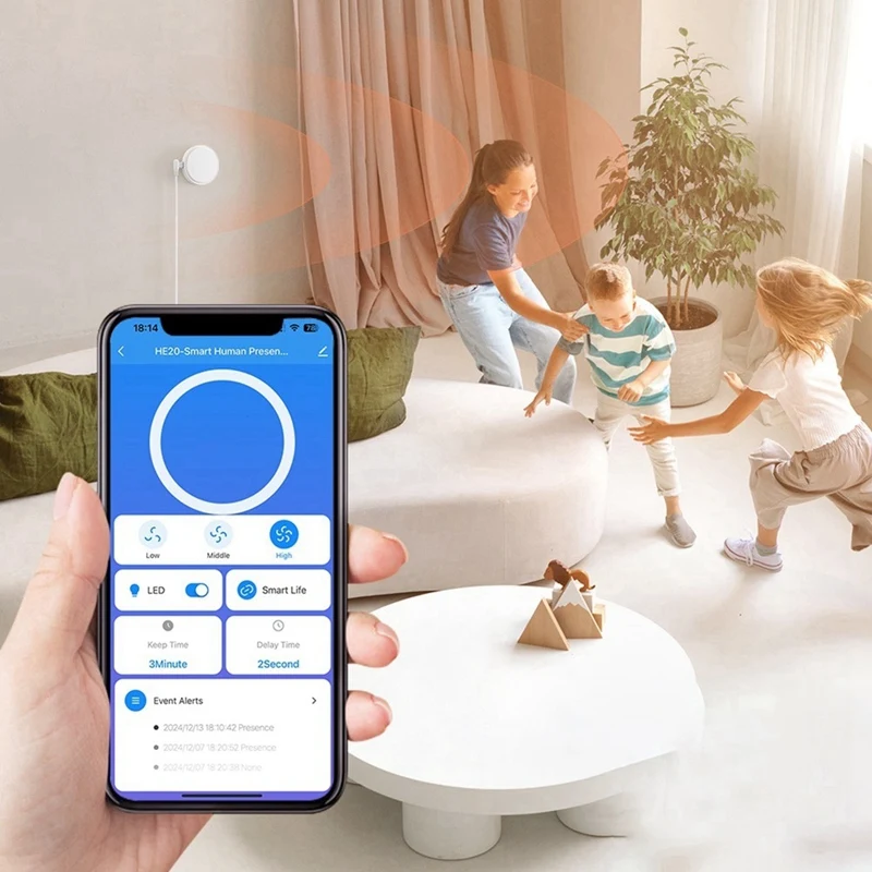 Tuya Wifi Human Presence Motion Sensor 24G Millimeter Wave Radar Detector Motion Detector APP Alarm Push Sensor