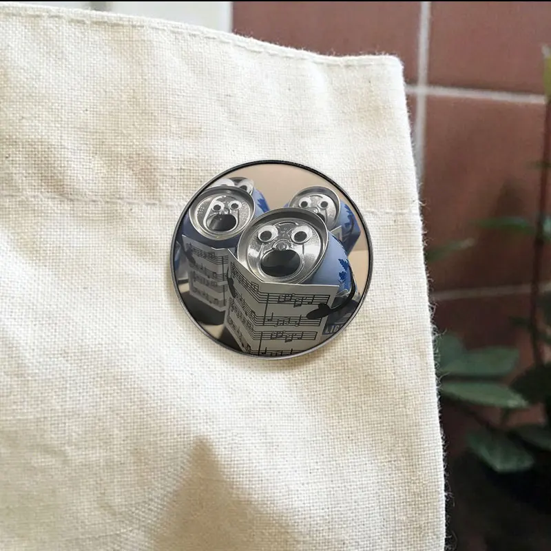 Funny Googly Eyes Can Sheet Music UV Printing Badge Meme Style Pin Humorous Ornament Brooch Novelty Gift For Friends