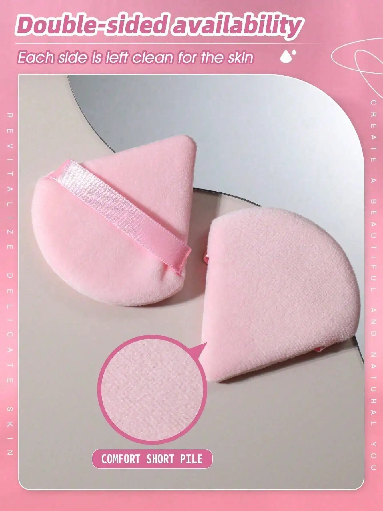 20/10/3/1pc 三角ベルベットメイクアップパウダーパフ、フェイシャルパウダーパフ、再利用可能なメイクアップパウダーパフ、アイメイクアップパウダーパフ