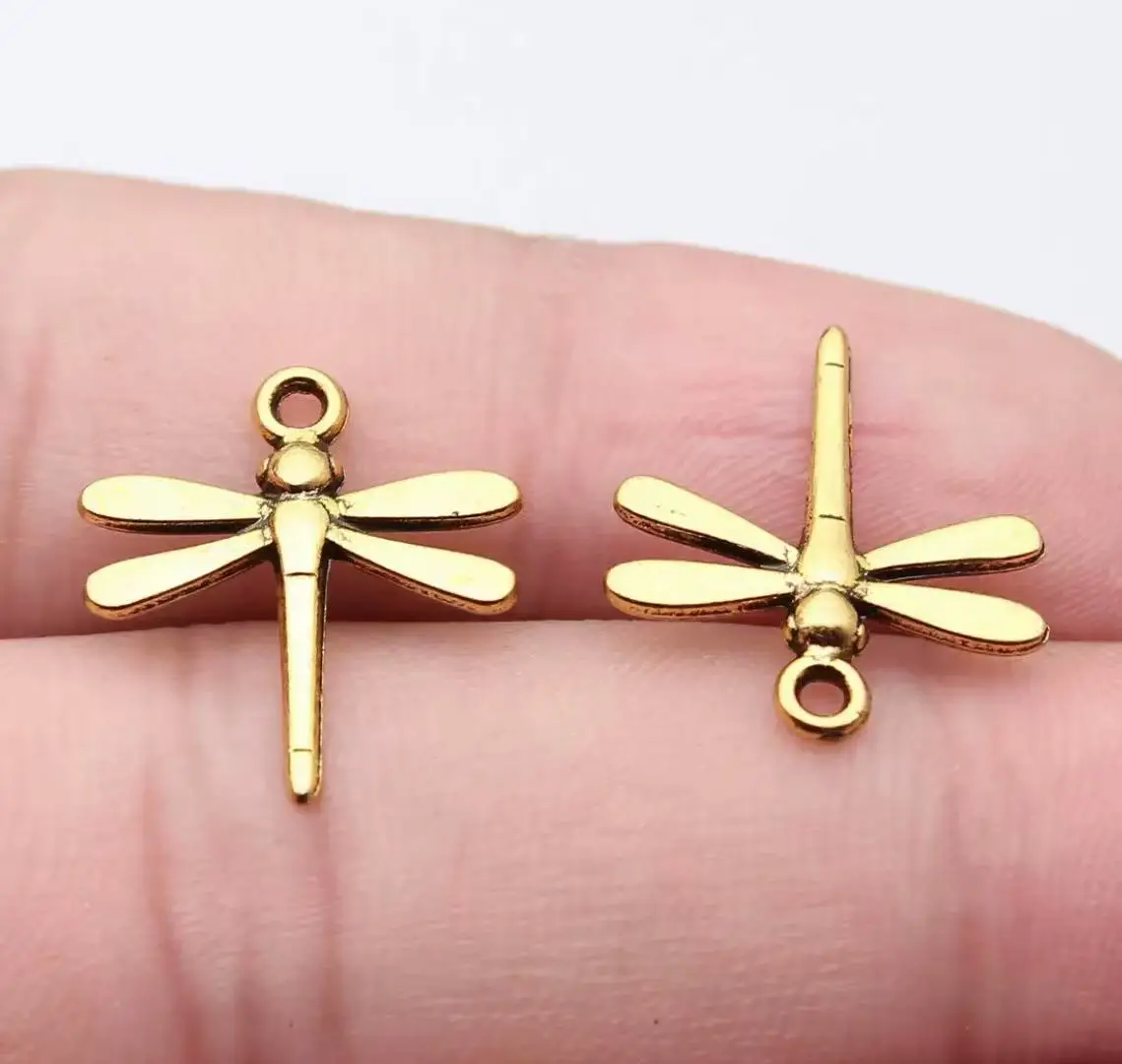 50 peças 18*17mm pingentes de design de libélula de metal de liga de zinco para feitos à mão HW3388