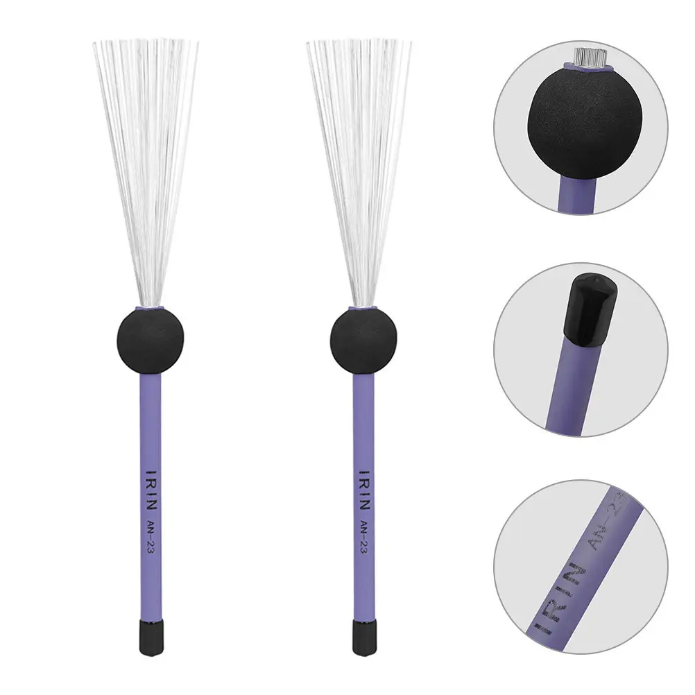 

Пара стальных проволочных щеток для барабанов, выдвижные, металлические, прочные, изысканный дизайн, для барабанщиков, ударных инструментов