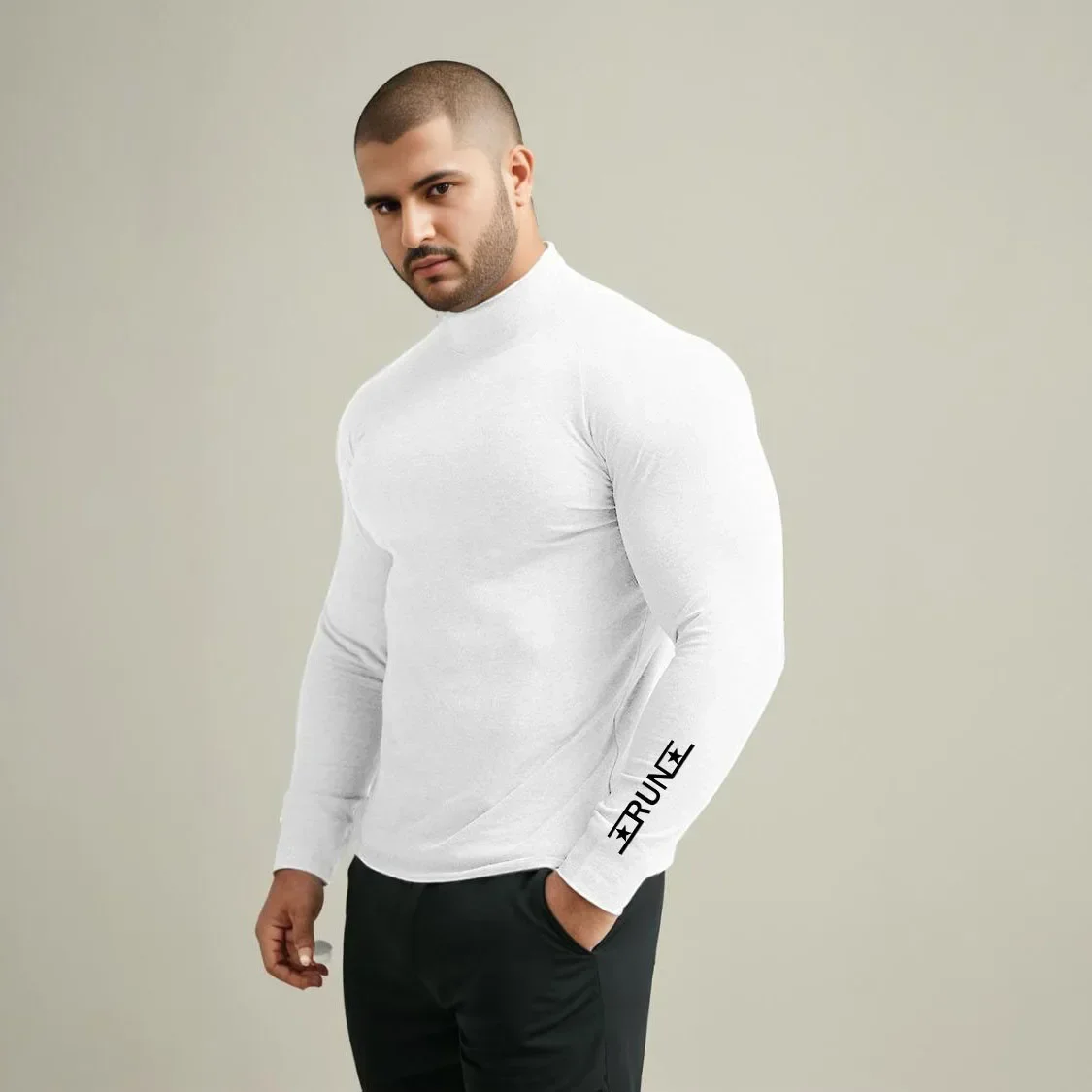 

Men's Long Sleeve Compression Shirt Quick Dry Running Training Top Gym Clothing High Neck Bodybuilding T-shirt