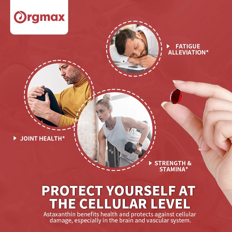 Orgmax Astaxanthin Capsules Promotes Cardiovascular Health and Accelerates Metabolism supporting Eye, Joint & Skin Health