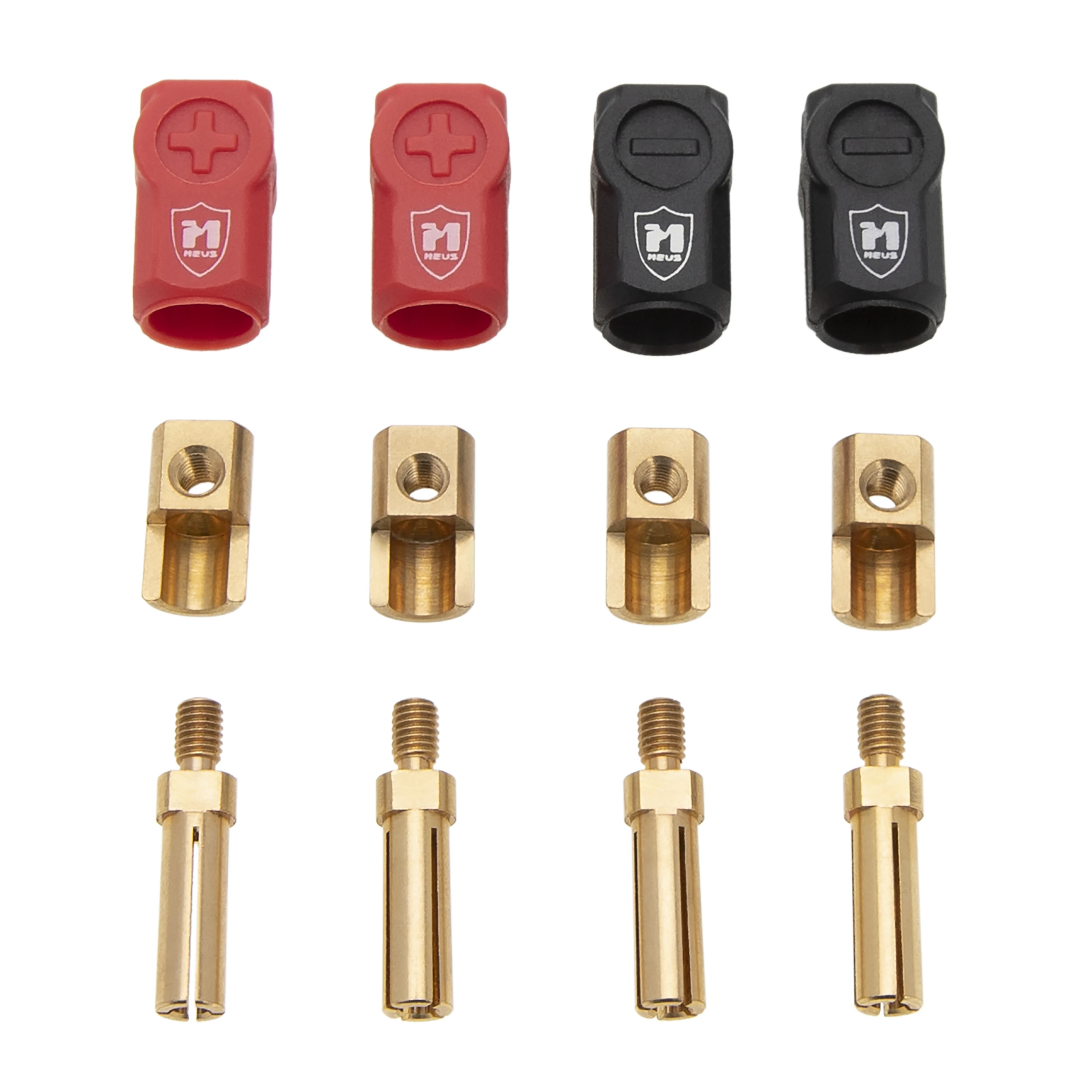 

MEUS RACING 4Pcs Rubber Heatsink Bullet Plug Connectors & Grips, 2 Black + 2 Red (4mm)