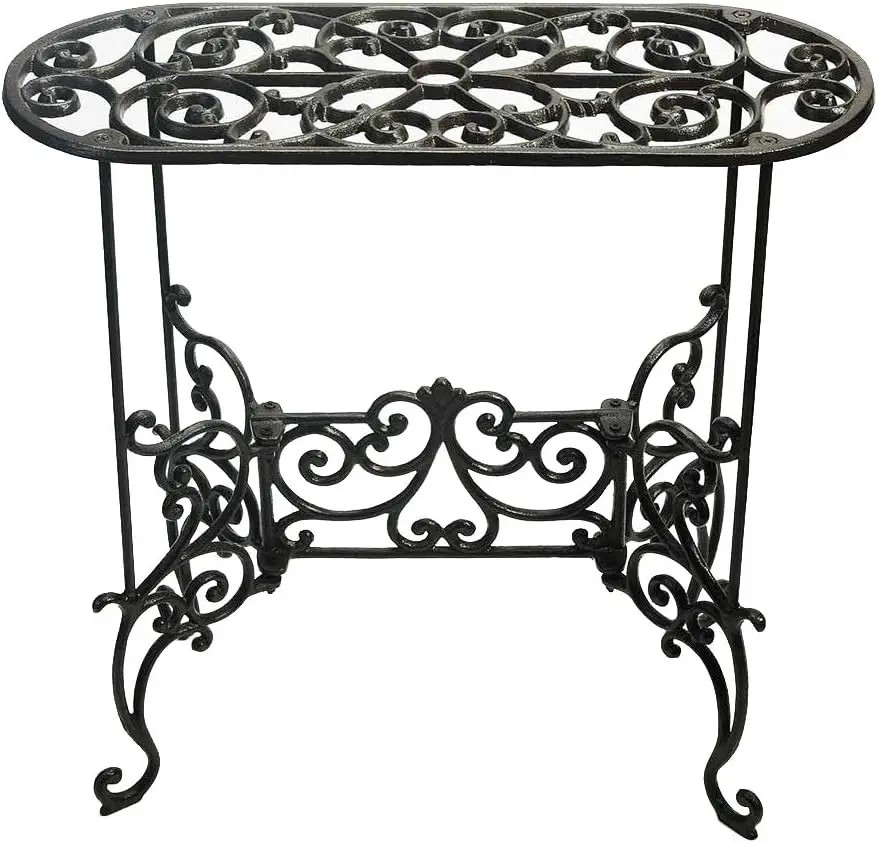 

Sungmor Heavy Duty Cast Iron Potted Plant Stand Garden Table Indoor Outdoor Corner Shelf for Planters Vases Books and More