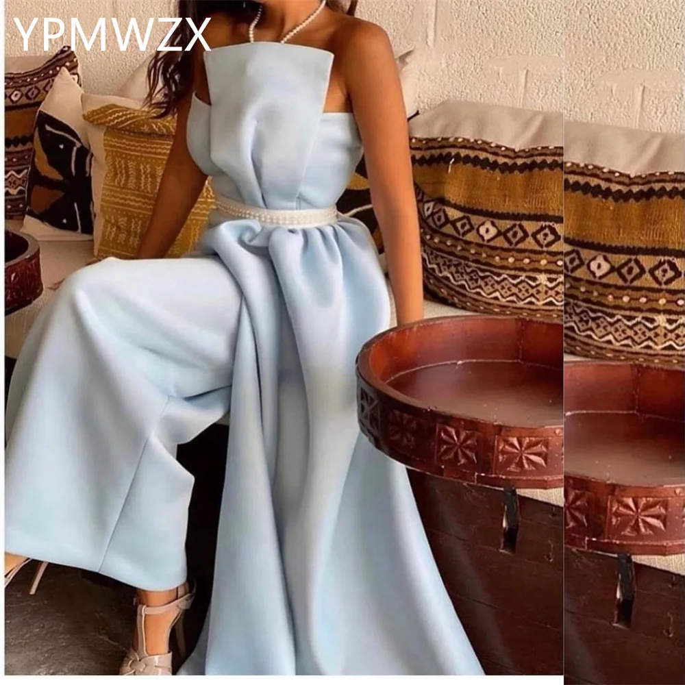 

Customized Evening Dress Women Party Occasion Formal YPMWZX Strapless Column Ankle Length Skirts Vertically Bespoke Dre