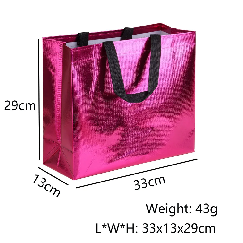 2/5/10Pcs Shiny Gift Bag Non-woven Handbag Colorful Reusable Environmental Protection Business Wholesale Gift Bag