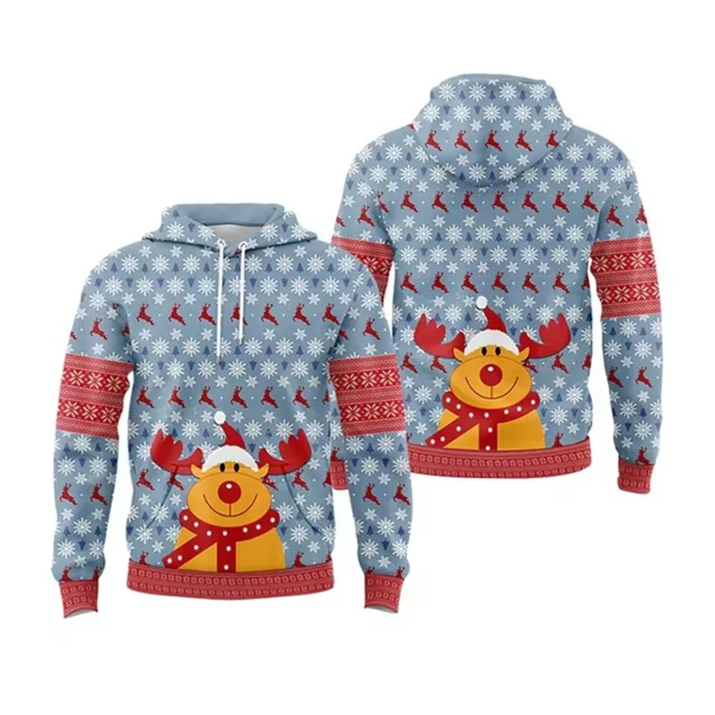 

Толстовки с 3D принтом «С Рождеством» для мужчин, пуловеры с рисунком Санта-Клауса и оленя, повседневные свободные толстовки с капюшоном, топы с длинными рукавами