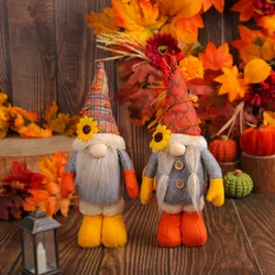 Harvest Festival Ringraziamento Girasole Bambola senza volto Posa carina Rudolph The Dwarf Old Man Doll Decorazione per vetrina