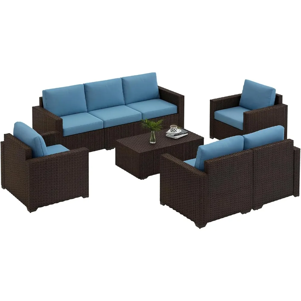

"Outdoor PE Rattan Wicker 5-Piece Patio Furniture Set with Cushions and Storage Coffee Table"