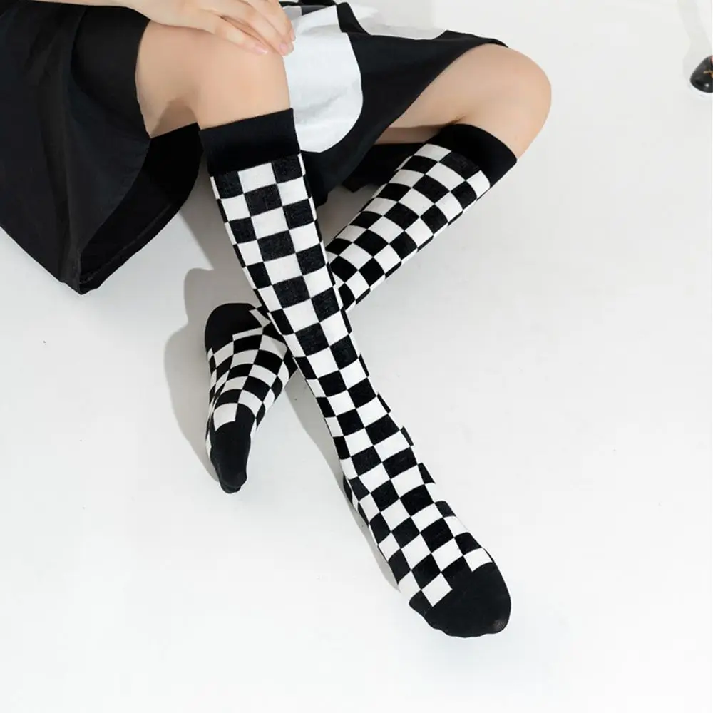 Breathable Unique Checkerboard Harajuku Plaid Street style Cotton Stockings Korean Style Socks Women Hosiery