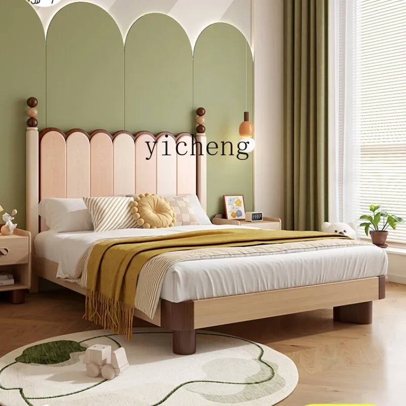 

Solid Wood Bedroom Small Apartment Boys and Girls 1 M 5 M Single Princess Bed