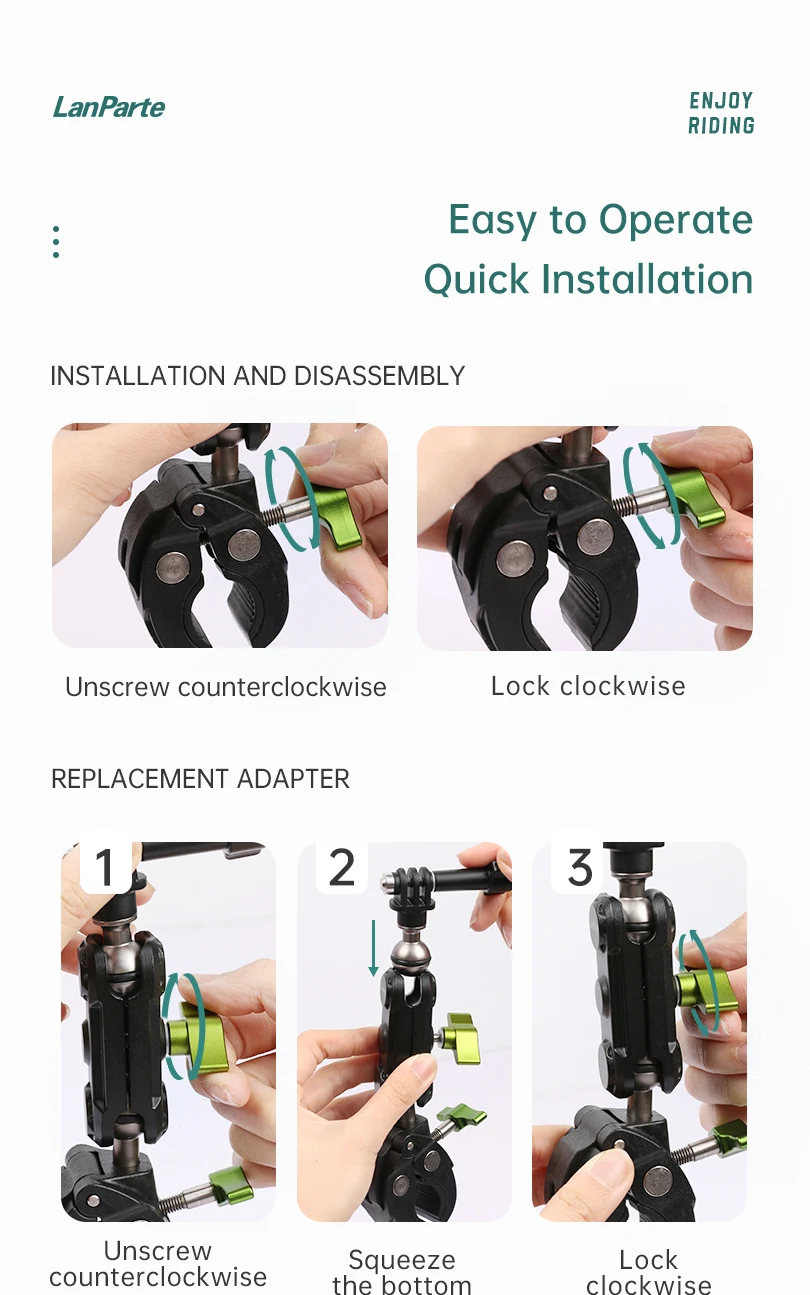 Universl Adjustable Action Camera Holder Crab Clamp for Riding for Bicycle Motorcyle Camera