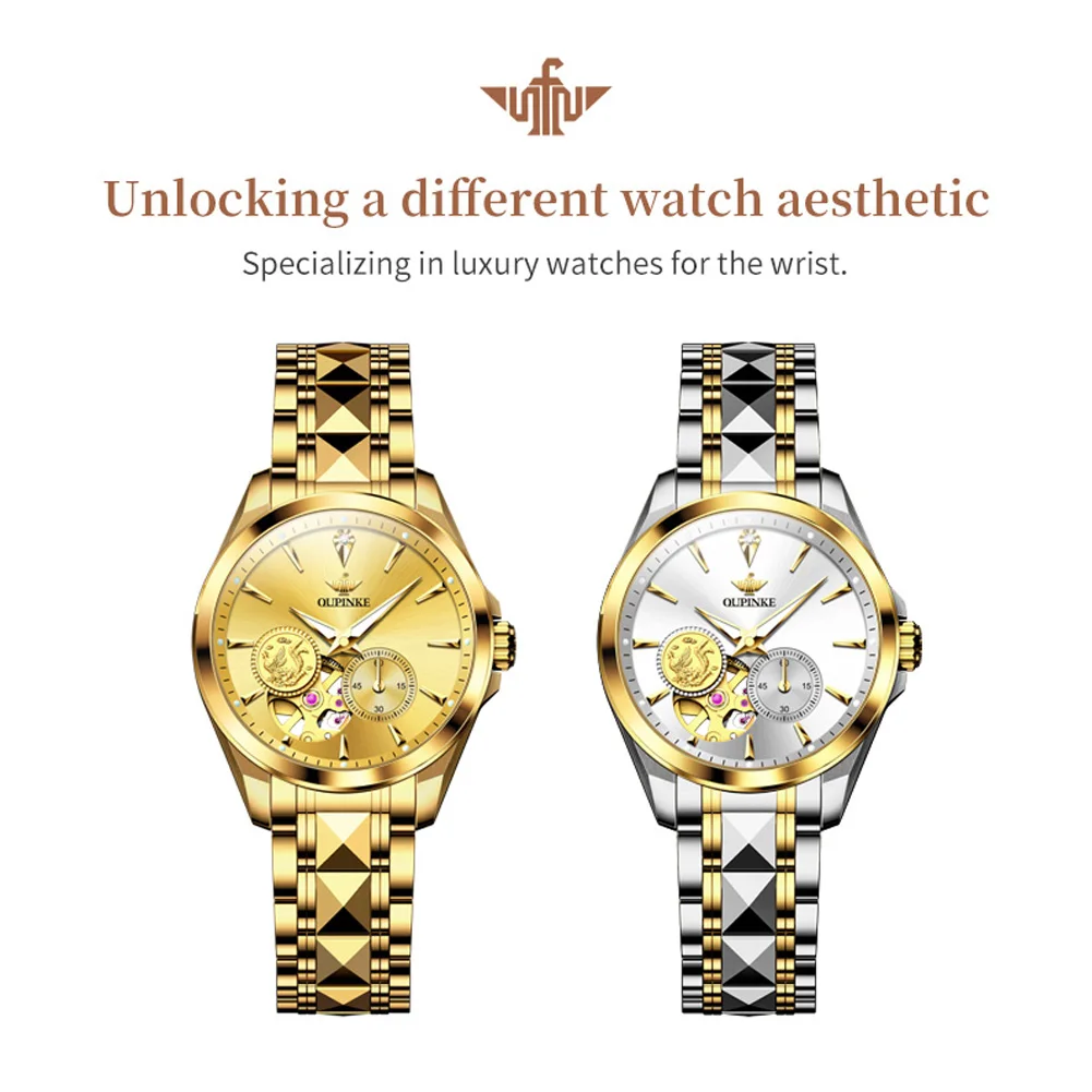 OUPINKE 3260 ساعة نسائية أصلية فاخرة ماركة أوتوماتيكية حركة ساعة ميكانيكية الياقوت مقاوم للماء هدايا الذهب الحقيقي Reloj #6