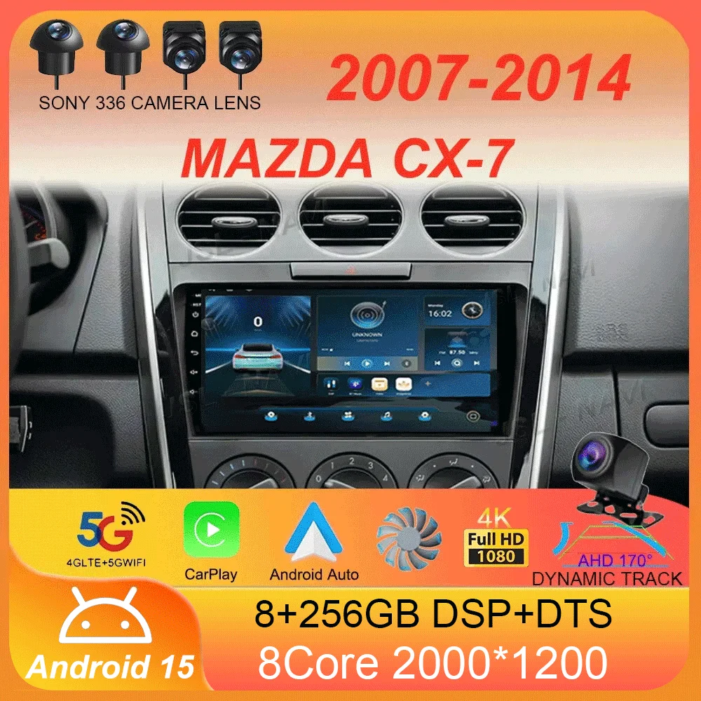 

Android 15 DSP Car 2DIN GPS Navigation Radio Multimedia Video Player QLED For MAZDA CX-7 cx7 cx 7 2007 2008 2009 2010 2011-2014