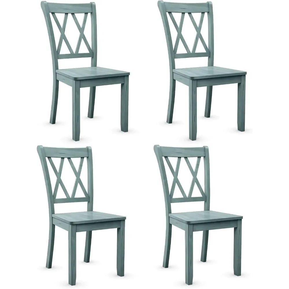 

Set of 4 Dining Chairs, Rubber Wood Dining Room Chair, Farmhouse Dining Side Chairs, Max Load 400 Lbs, Wooden Kitchen Ch