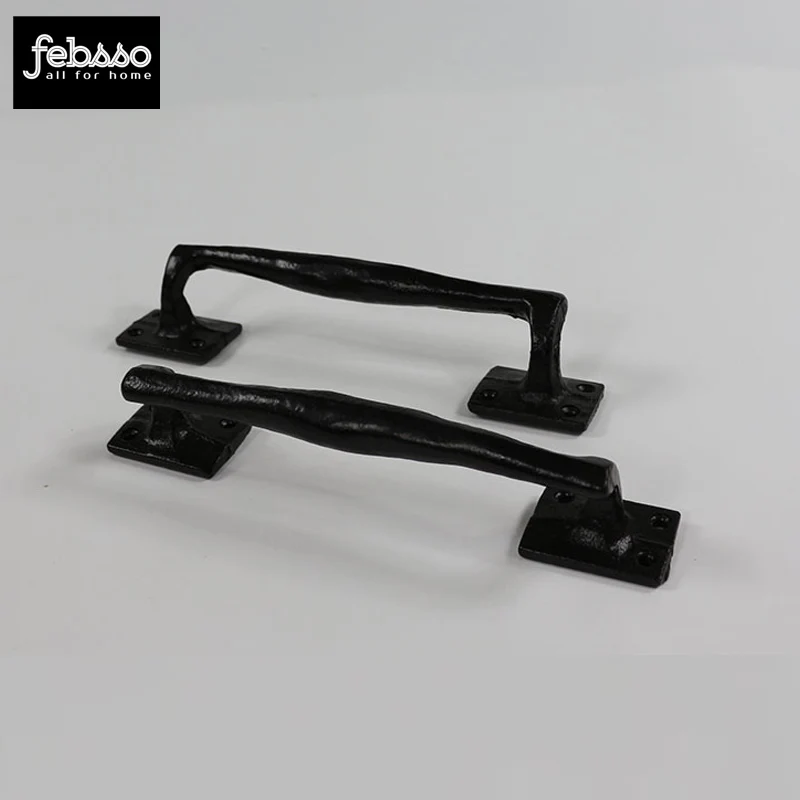 Pack of 6 Painted Black Forged Iron Cabinet Furniture Handle Door Pull