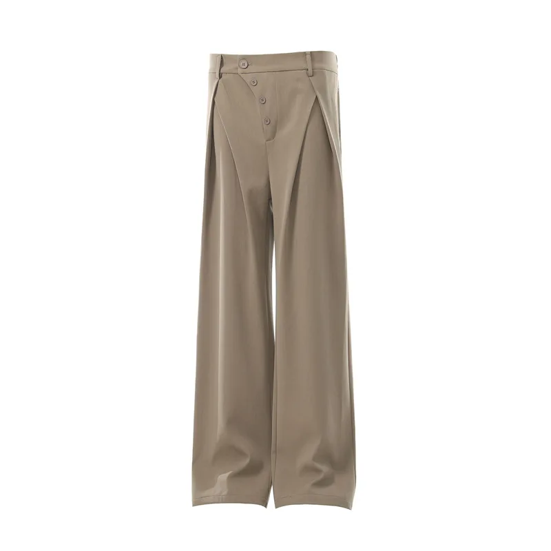 Old Money Aesthetic Herrenhose mit Gabelfalten, unregelmäßiger Schnalle, Retro-Klassik-Passform, Stretch, gerade geschnittene Freizeithose für Herren – Detail 9