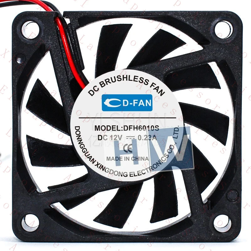 

C 1PC DFH6010S 12V 0.23A 6CM 60*10MM 2-проводной вентилятор охлаждения с двойным шарикоподшипником