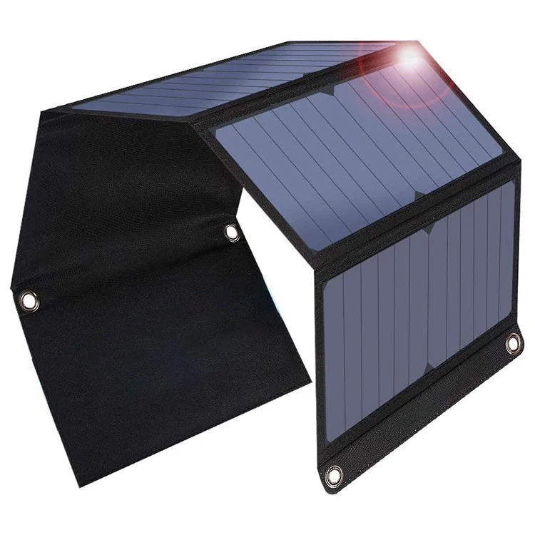 Customization Outdoor Small Solar Energy Panel 28W Monocrystalline High Efficiency Solar Panel 4 Cells All Black Foldable Solar 
