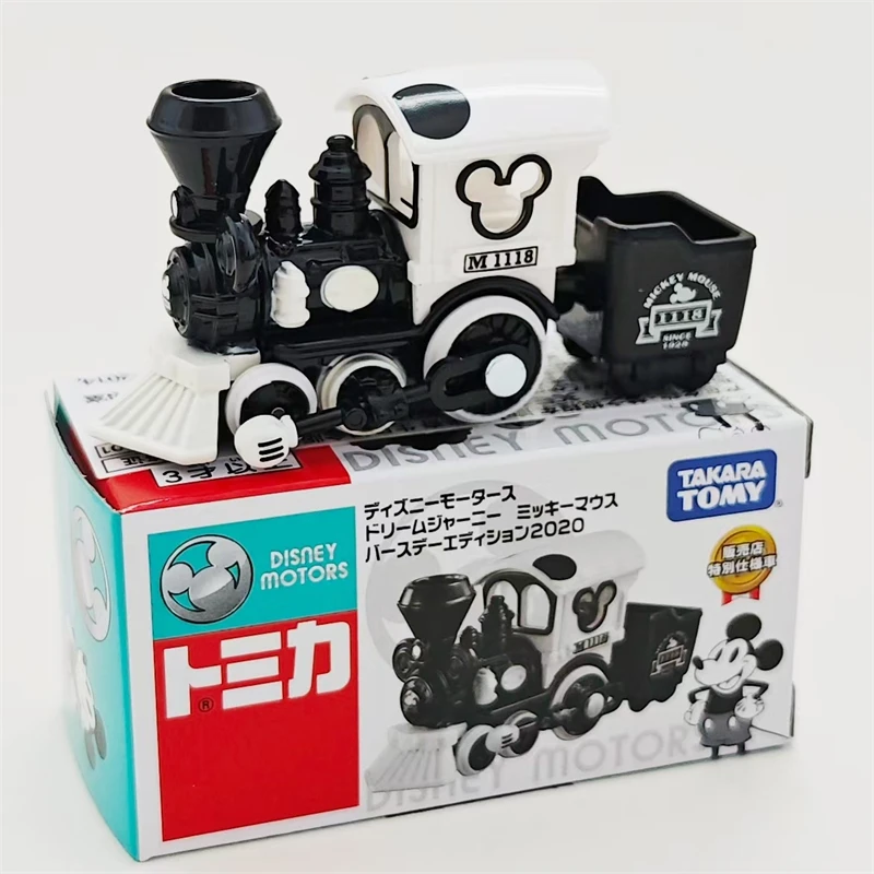 Genuine Tomica Tomica Alloy Car Disney Black And White Mickey Steam Train Model Toy Car Collection Children Birthday Gifts