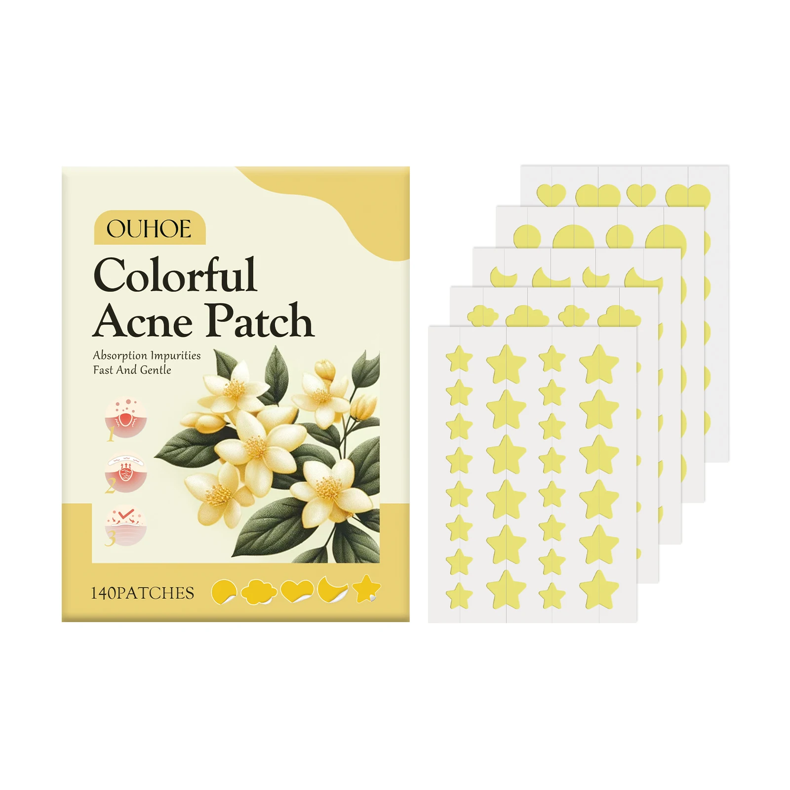 

OUHOE Yellow Acne Patch Mild Ingredients Moisturize Moisturize Cleanse And Care For Facial Acne Patches 2pcs