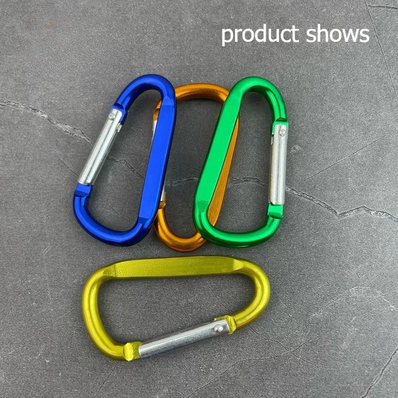 50pcs Personalized Aluminum Carabiner Clip D Shape Spring Snap Hook Buckle Key Ring Gift Accessories for Bag Cloth D6 Size