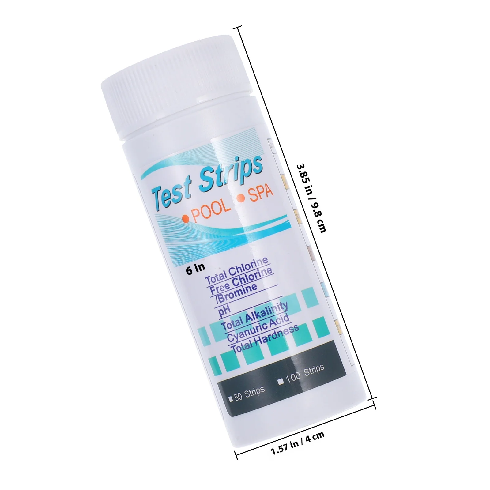 50 peças tiras de teste de dureza de ácido cianúrico de alcalinidade de cloro total de ph 6 papel de teste de qualidade da água para piscina