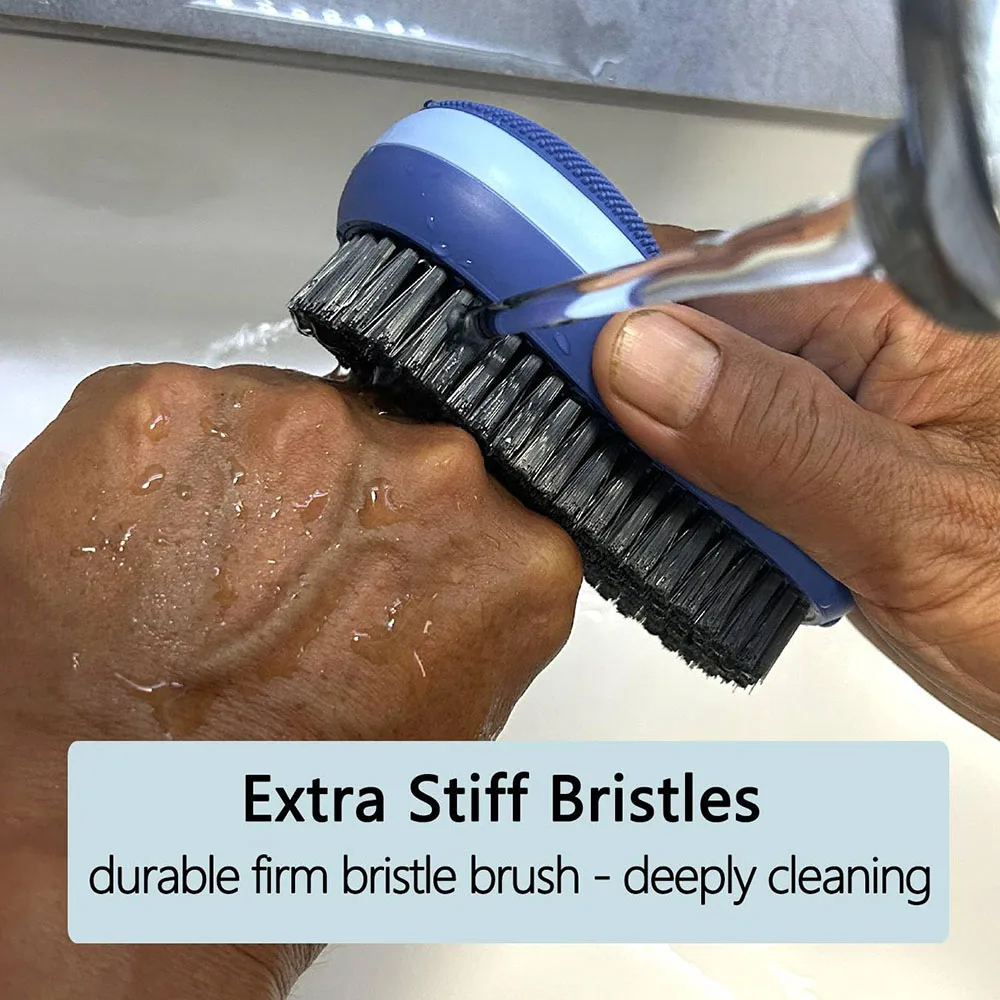 Blue Heavy Duty Nail Brush for Cleaning Fingernails Two Sided Fingernail Scrub Brush Scrubber Stiff Bristles Mechanical Brush