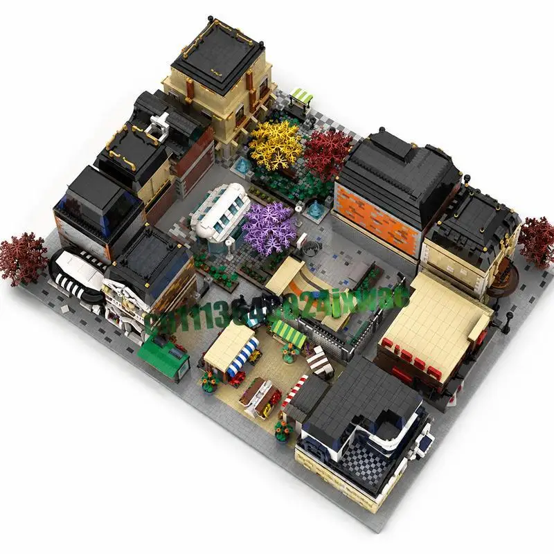 25533 PCS Modular Neighborhood 15 MOCs Street View Model Custom Puzzle Architecture DIY Assembly Educational Toy Popular Bricks