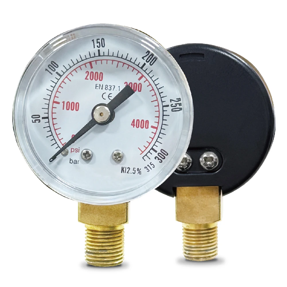 مقياس الضغط العالي 40 مم 315Bar 4500PSI مع وصلة سفلية 1/8 بوصة BSP لصمام المضخة وملحقات FX