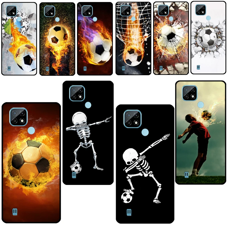 Fire Football Skeleton Soccer Ball For OnePlus Nord 2 8 9 Pro 8T 9R Phone Case For OPPO Realme 8 7 6 Q3 Pro GT C3 C21 Cover