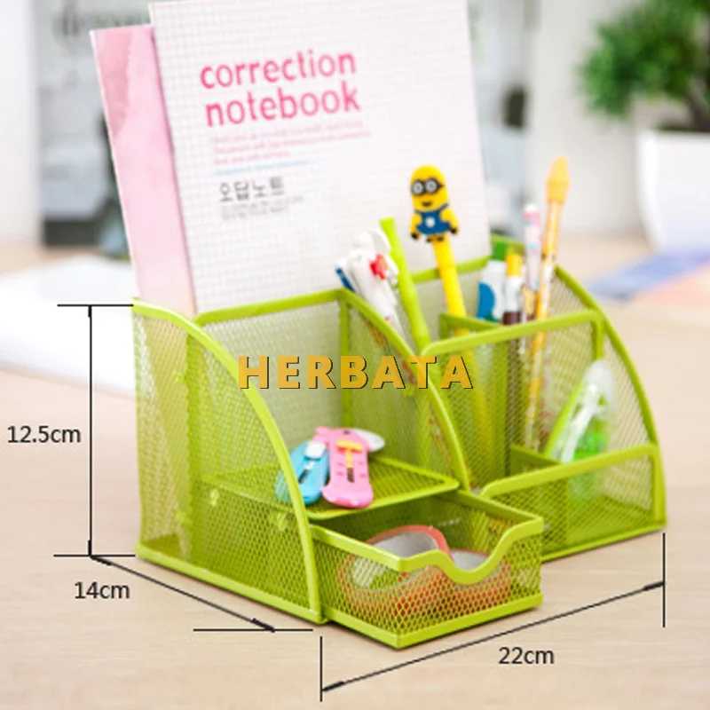 1 PC High Quality Metal Made Office Organizer Square Cosmetic Pencil Pen Holders Stationery Container Office Supplies CL-2512