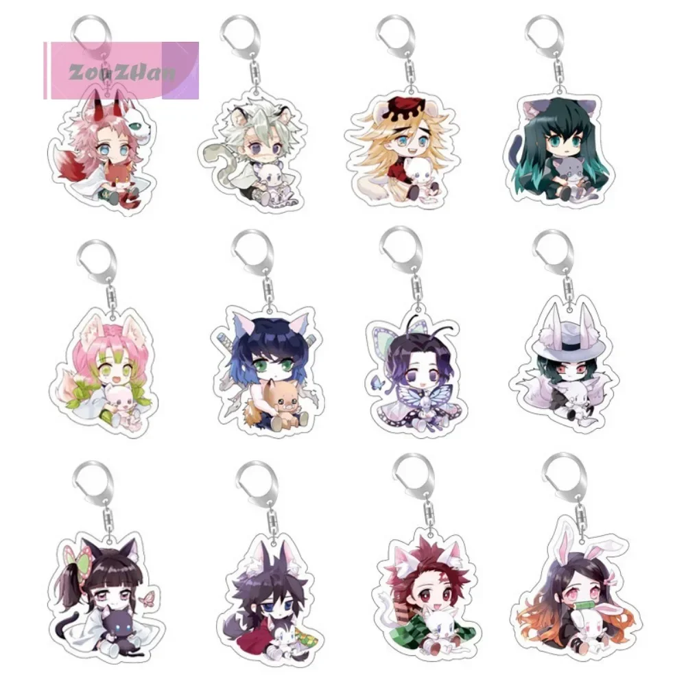 Anime Demon Slayer Kimetsu No Yaiba Keychain, Cosplay Acrylic Pendant, Keyring Gift for Friend