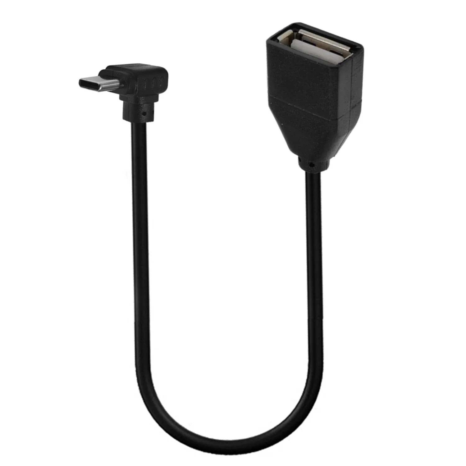 2 SZT. Kabel USB-C USB 3.1 typu C (męski) na USB 2.0 (żeński), kabel do transmisji danych OTG, kątowy 90 stopni, lewy/prawy/górny/dolny/, 0,25 metra