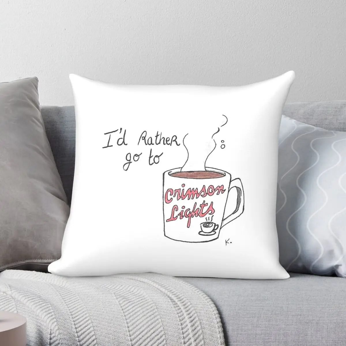 I'd Rather Go To Crimson Lights Pillowcase Polyester Linen Velvet Creative Zip Decor Car Cushion Cover 18