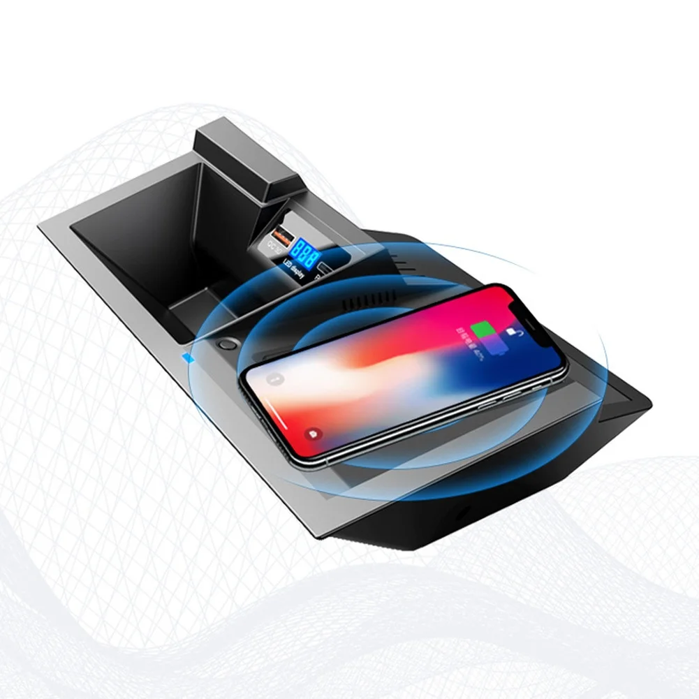 Fast Charging Wireless Pad 15W for Mazda For CX-5 For KF 2018-2024 Car Mount Charger with LED Display and USB Power Input