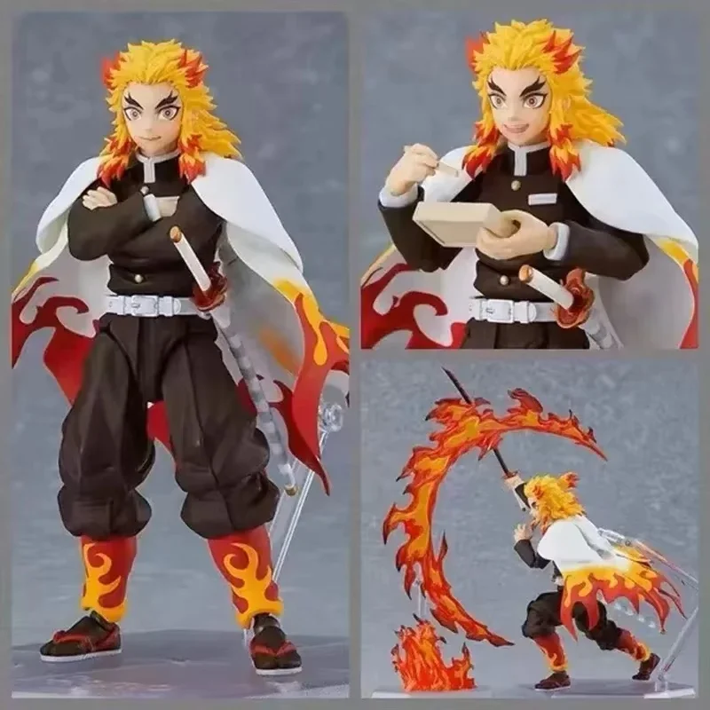 Figura anime Demon Slayer Rengoku Kyoujurou Action Figures Figma # 553 bambola Kimetsu No Yaiba in PVC raccogli modello giocattolo per bambini regalo