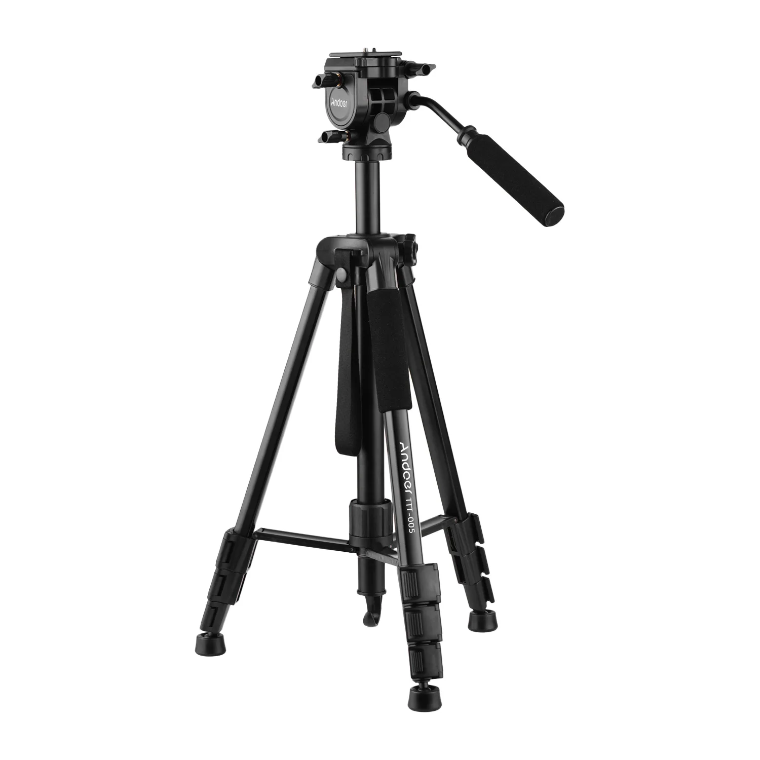

Andoer TTT-005 Aluminum Alloy Tripod Stand Fluid Hydraulic Ball Head Max. Height 65 Inches Max. Load 11lb with Carrying Bag