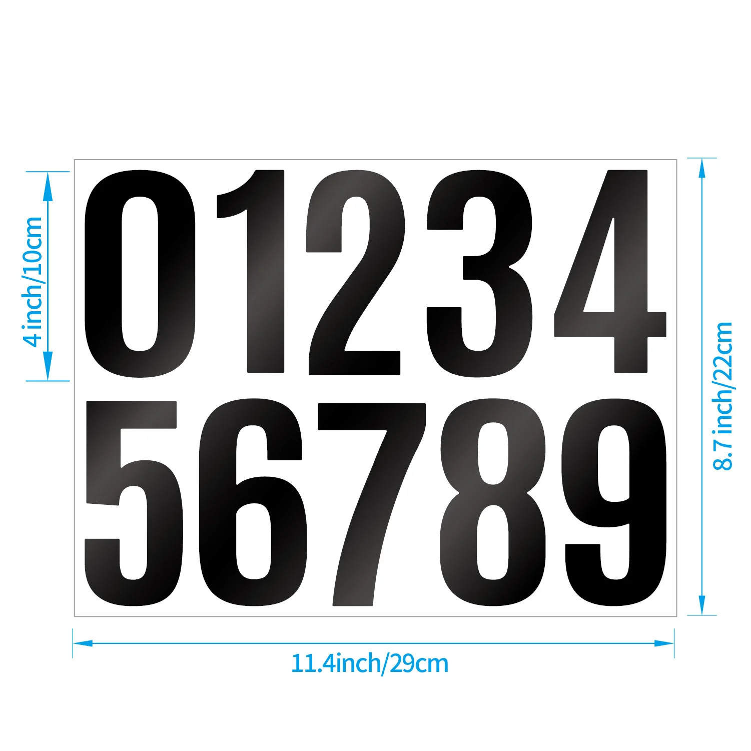 4 Inch Large Shiny Silver Reflective Number Decals Waterproof for Mailbox Address Sign Product Serial Number High Visibility